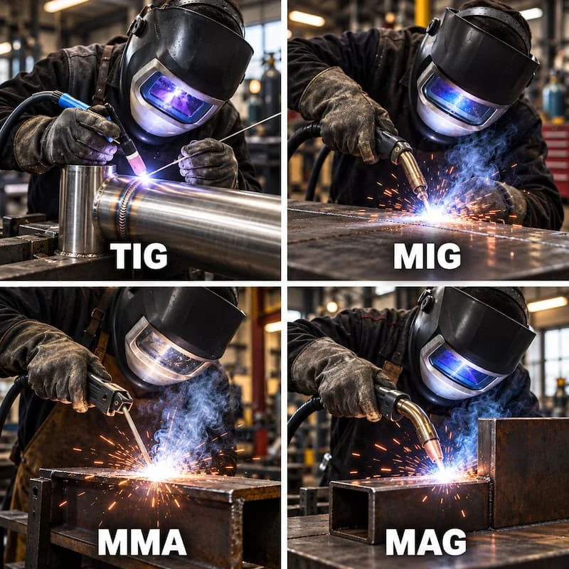 Triarc Weld 9-cel hegesztett darabok: lemez, cső, inox, öntöttvas és alumíniumprofil