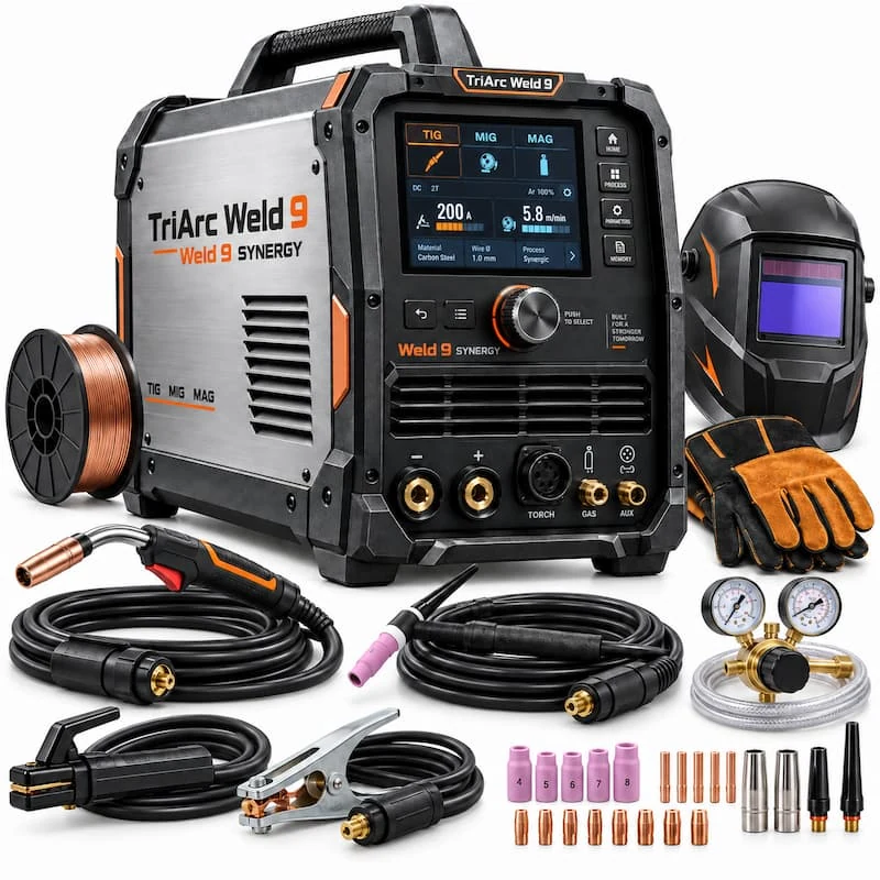 Triarc Weld 9 — inverteres hegesztő 5 az 1-ben 250 A, LCD kijelzővel, MIG pisztollyal, elektródafogóval és testcsipesszel